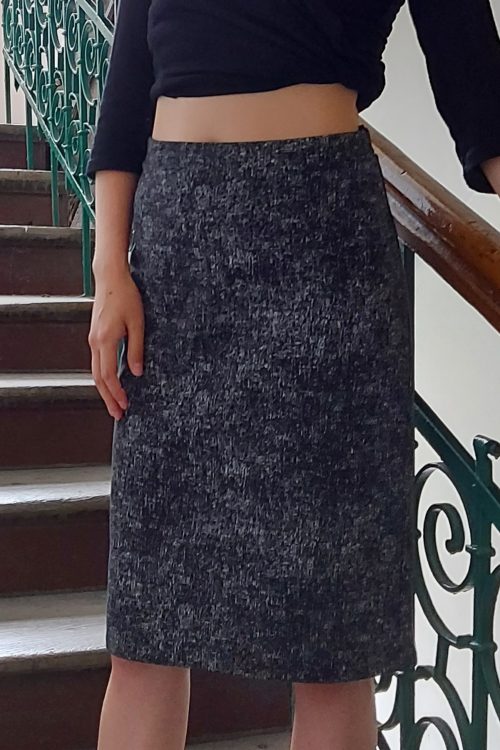 Spódnica prosta ołówek czarny melanż