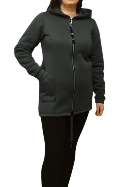 Gruba bluza rozpinana z kapturem BSK czarny