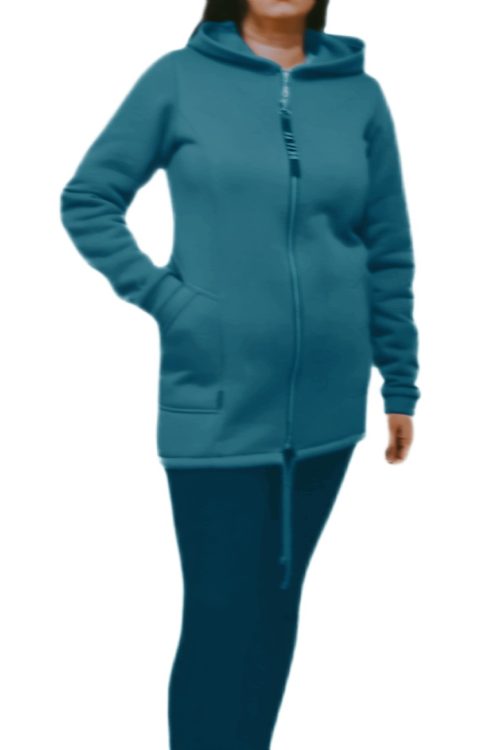 Gruba bluza rozpinana z kapturem BSK morski